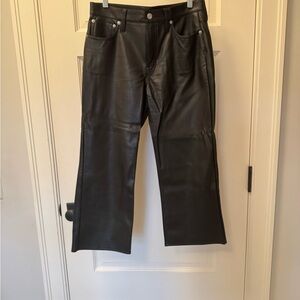 J. Crew Black Cropped Leather Pants